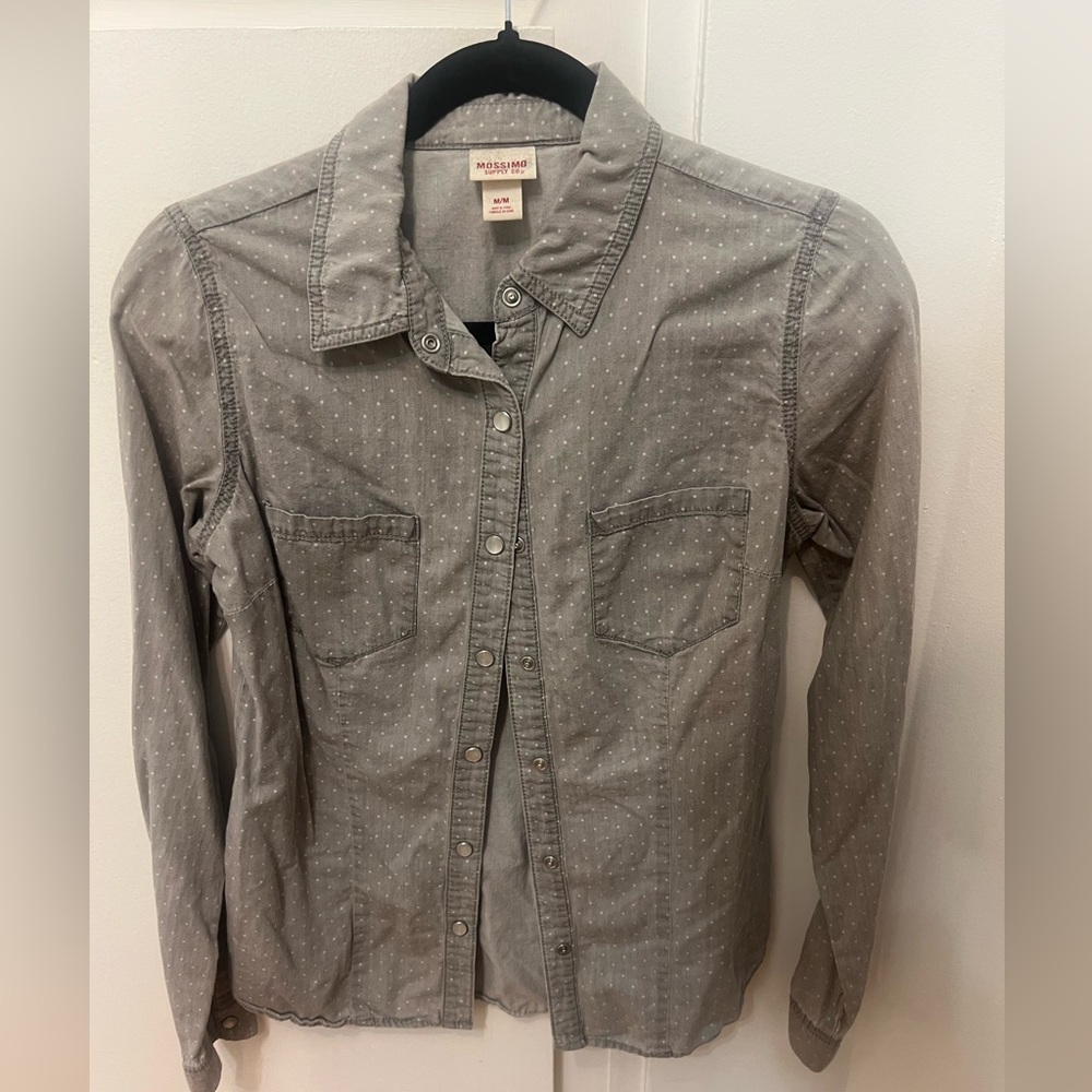 Mossimo Supply Co. Gray Button Down Shirt